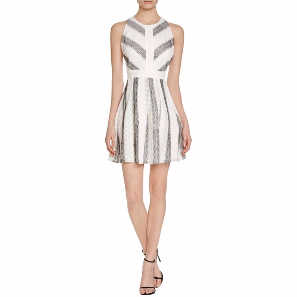 Adelyn Rae White and Black Fit and Flare Dress